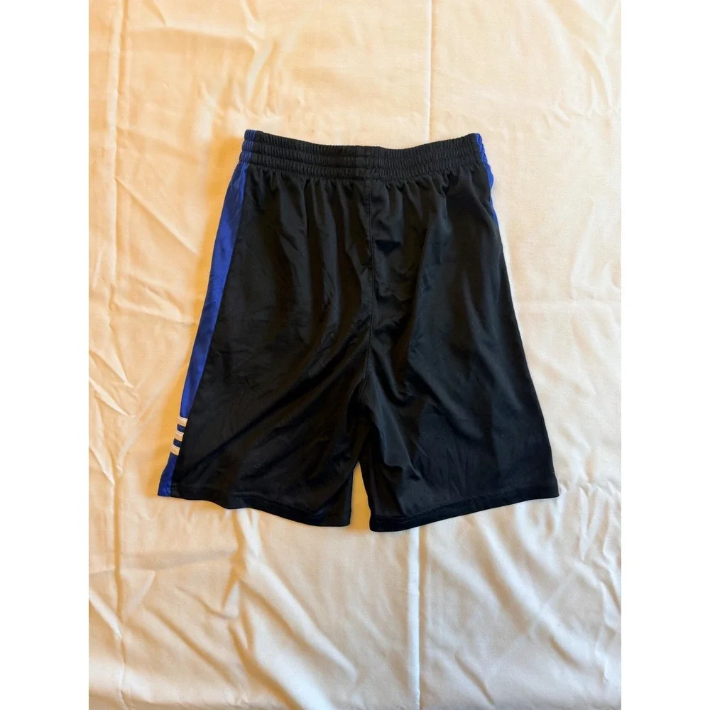Adidas Mens Athletic Shorts Black Blue Striped Pockets AH0458 Size Large 14/16
